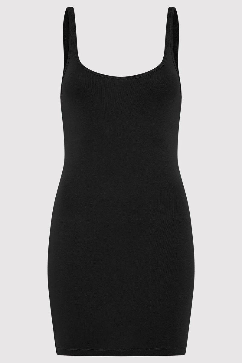 Organic Cotton Slip Dress - Black