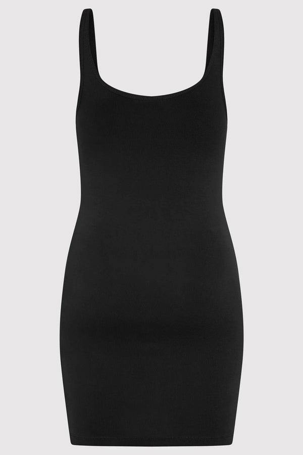 Organic Cotton Slip Dress - Black