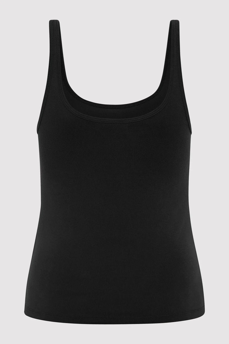 Organic Cotton Slim Scoop Tank - Jet Black