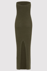 Textured Knit Column Dress - Khaki