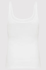 Organic Cotton Slim Scoop Tank - White