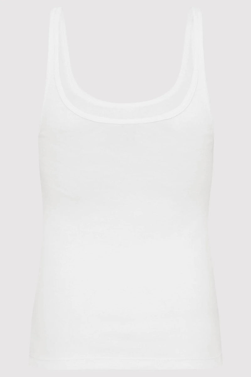 Organic Cotton Slim Scoop Tank - White