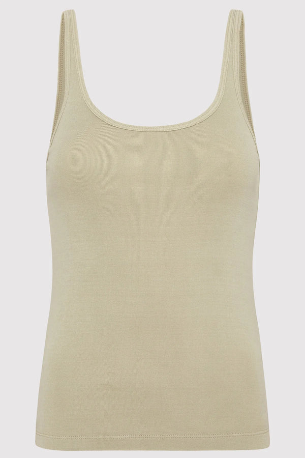 Organic Cotton Slim Scoop Tank - Moss Grey