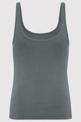 Organic Cotton Slim Scoop Tank - Balsam Green