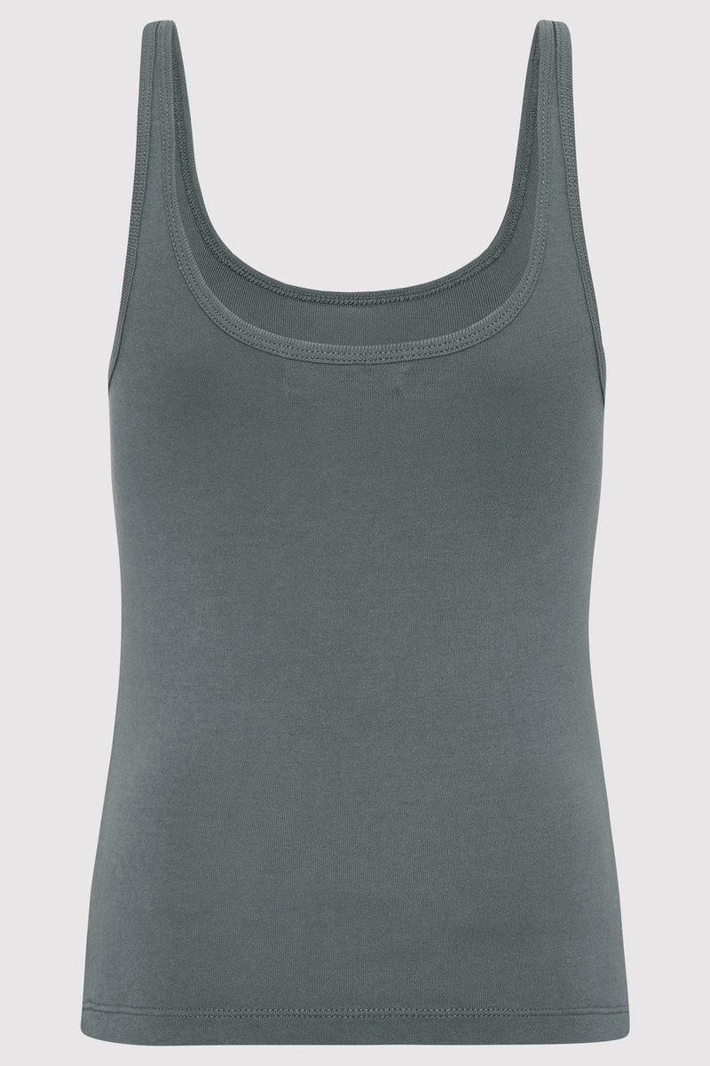 Organic Cotton Slim Scoop Tank - Balsam Green