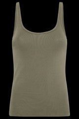 Organic Cotton Slim Scoop Tank - Smokey Olive