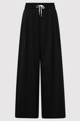 Wool Drawstring Pants - Black