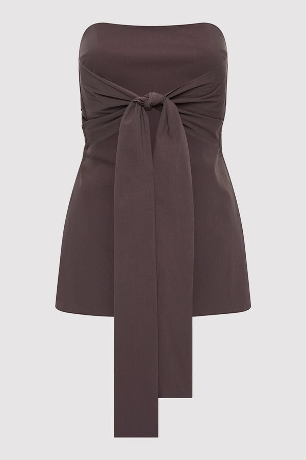 Strapless Tie Back Top - Chocolate Plum