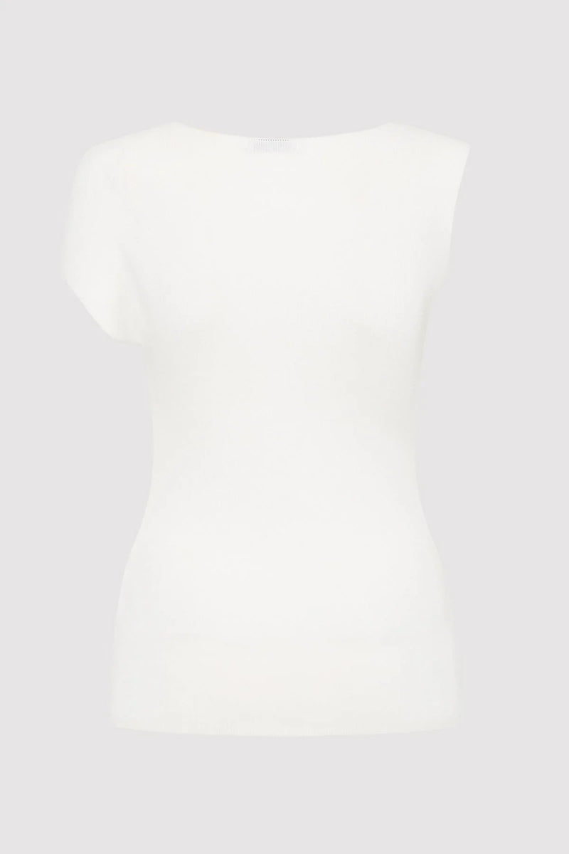 Asymmetric Knit Top - White