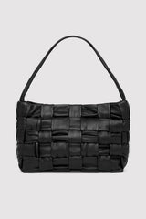 Textured Mini Woven Tote - Black