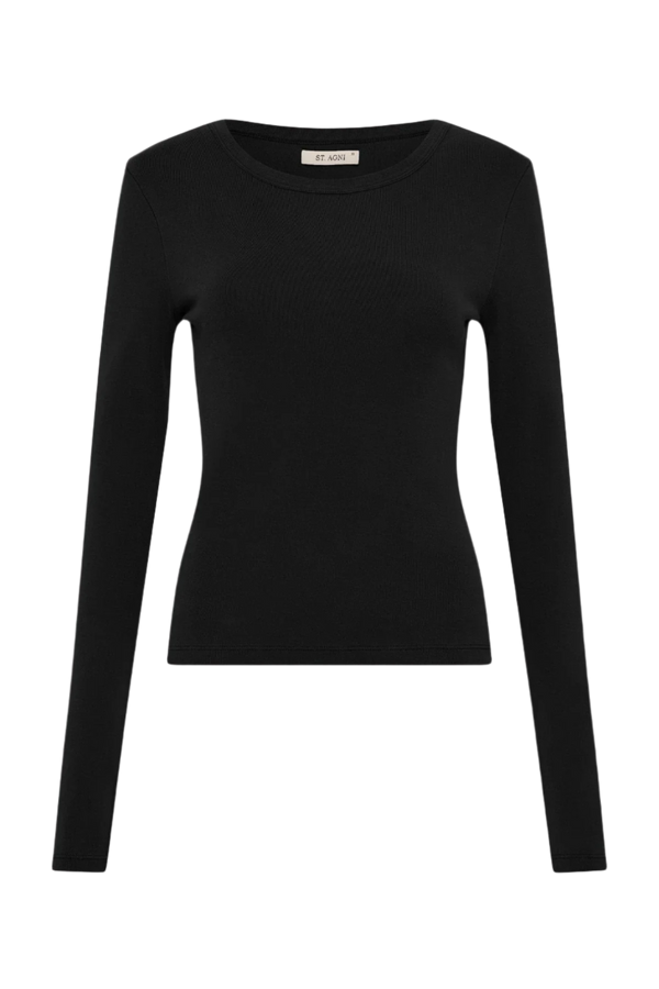 Organic Cotton Long Sleeve Top - Black