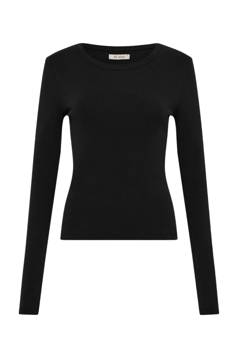 Organic Cotton Long Sleeve Top - Black