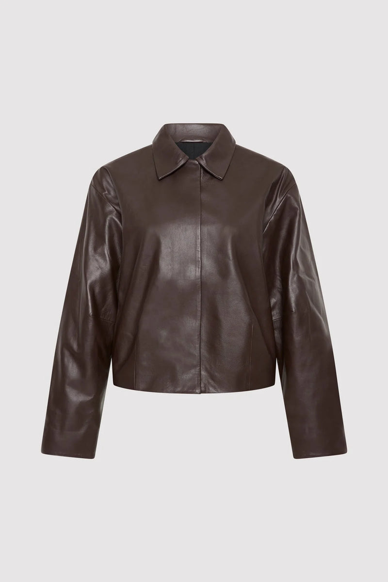 Cocoon Leather Jacket - Chocolate