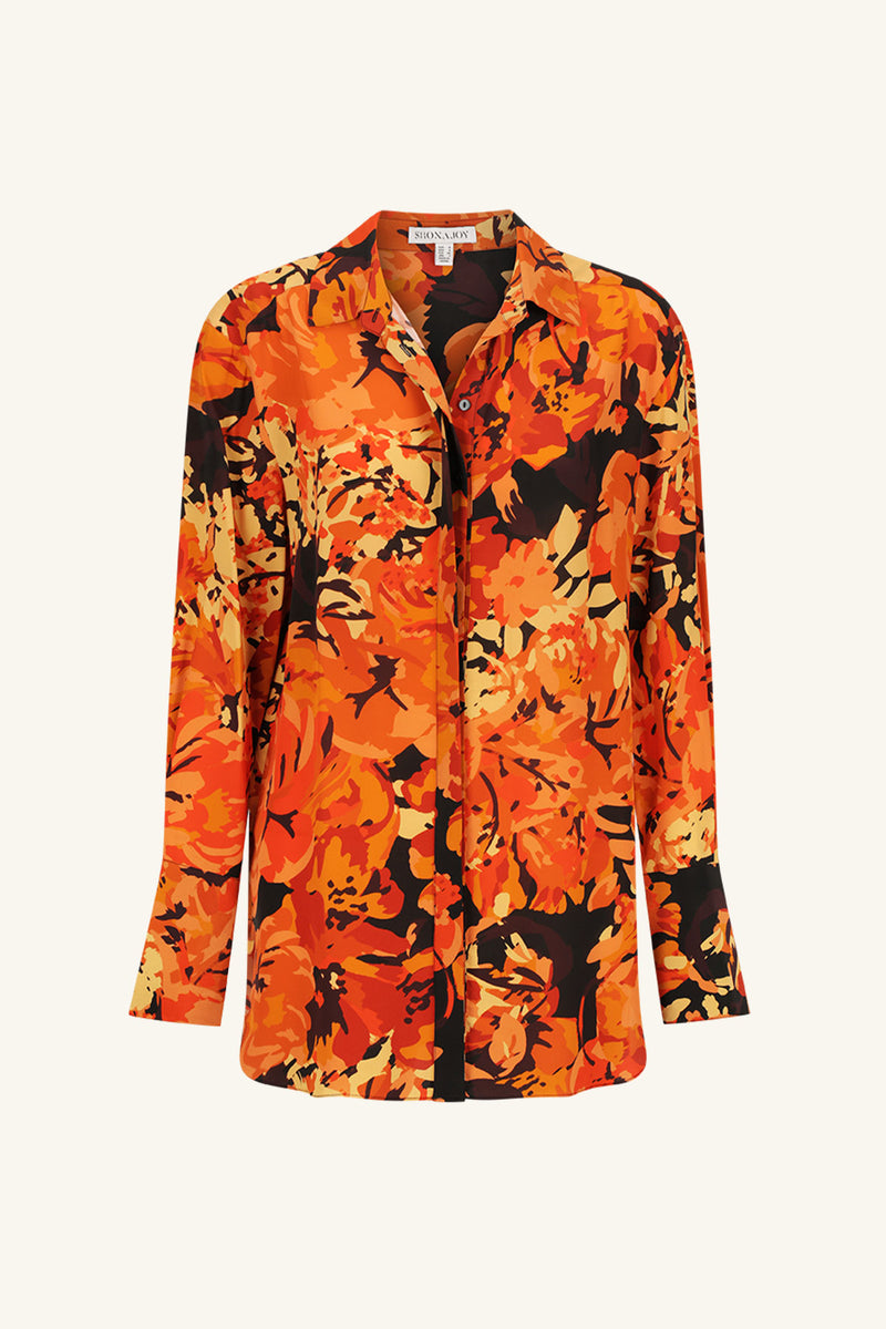 Santos Silk Relaxed Shirt - Tangerine