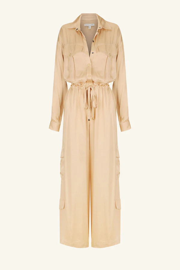 Shae Drawstring Utility Jumpsuit - Oat