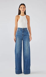 Ms. Onassis V-High Rise Wide Leg Jean - Medium Indigo