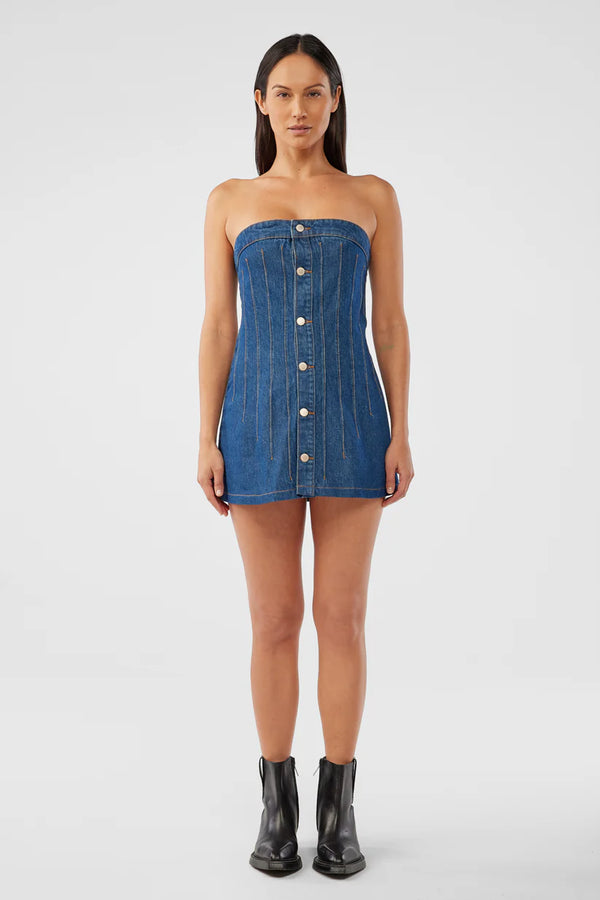 Victoria Mini Corset Dress - Indigo