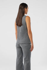 Monica Tailored Denim Vest - Tempesta Grey