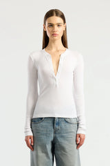 Verona L/S Henley - White