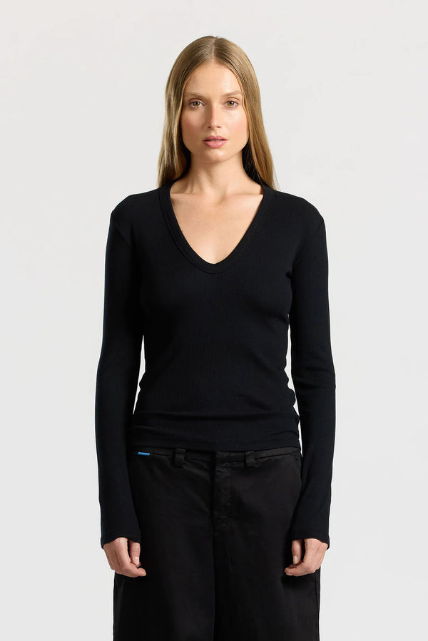 Verona U Neck Shirt - Jet Black