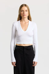 Verona Crop U Neck Shirt - White