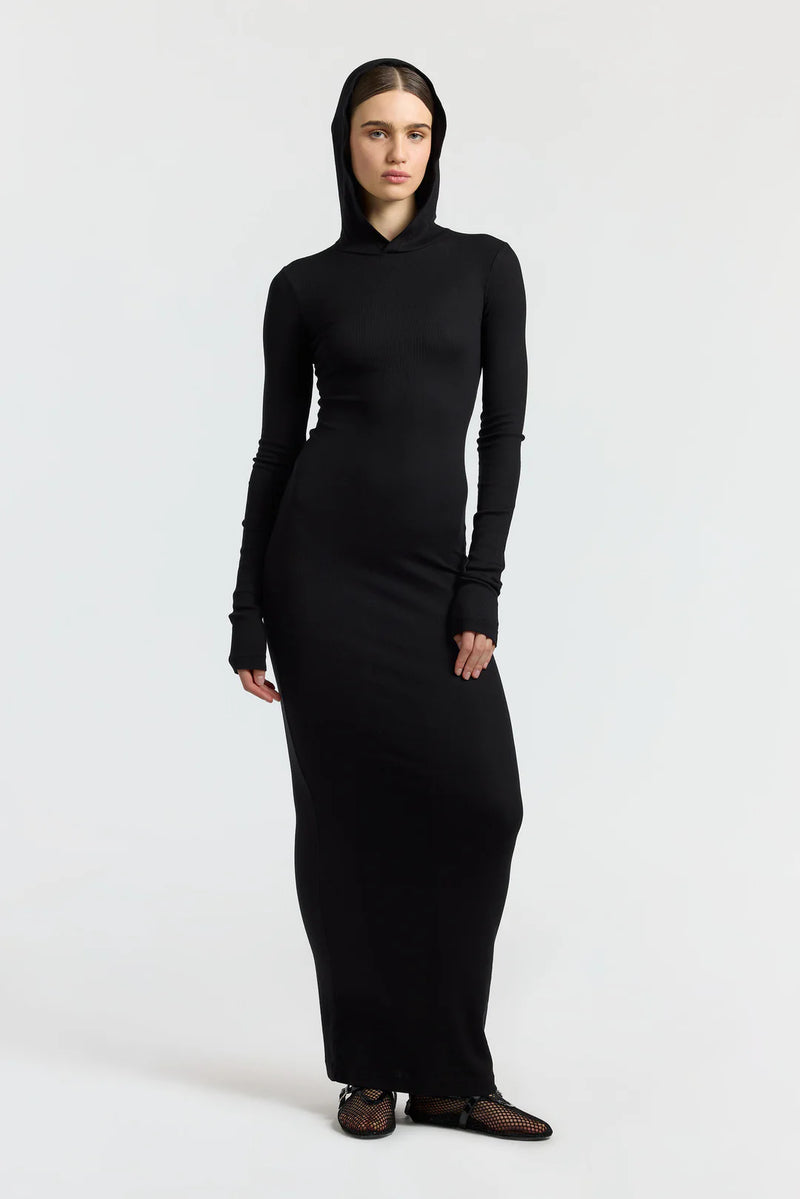 Verona Hoodie Dress - Black Cast