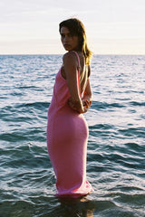 Contrast Knit Dress - Sea Pink