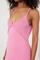 Contrast Knit Dress - Sea Pink