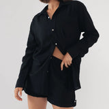 Long Sleeve Button Down - Black