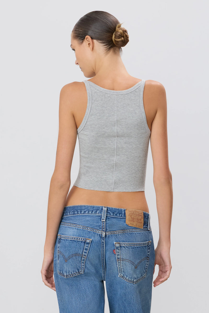 Cropped Rib Tank - Grey