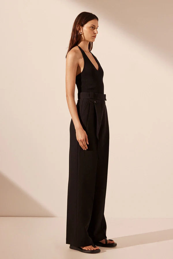 Irena High Waisted Tailored Pant - Black